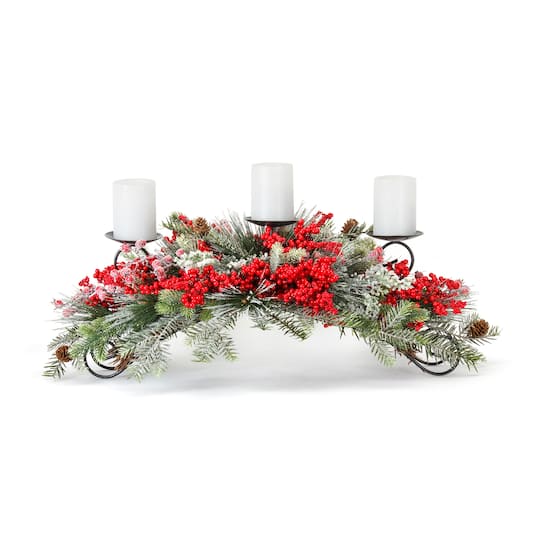 Red Berry & Frosted Pine Centerpiece
